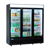 ICECASA 72" 3 Door Commercial Beverage Cooler, 3 Glass Door Commercial Drink Refrigerator