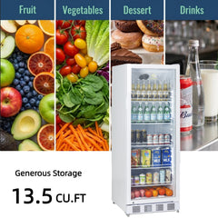 KOOLOTS Commercial 24" Glass Door Reach-In Refrigerator 13.5 Cu.Ft Beverage Display | KSC-370A