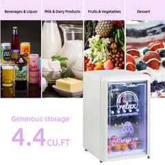 KOOLOTS Retro 4.4 Cu.ft Beverage Cooler with Neon Ambient LED Lighting | KJCS-126R