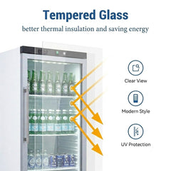 KOOLOTS Commercial 24" Glass Door Reach-In Refrigerator 13.6 Cu.Ft Beverage Display | KR400G