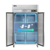 ICECASA 48" Freezer For Commercial, Industrial 2 Door Reach-In Commercial Stand Up Freezer