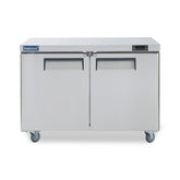ICECASA Commercial 48" 2-Door Undercounter Freezer Stainless Steel Worktop Freezer | ITF-48