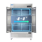 ICECASA 54" Freezer For Commercial, Industrial 2 Door Reach-In Commercial Stand Up Freezer