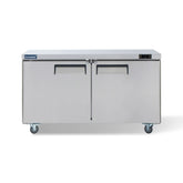 ICECASA Commercial 60" 2-Door Undercounter Freezer Stainless Steel Worktop Freezer | ITF-60