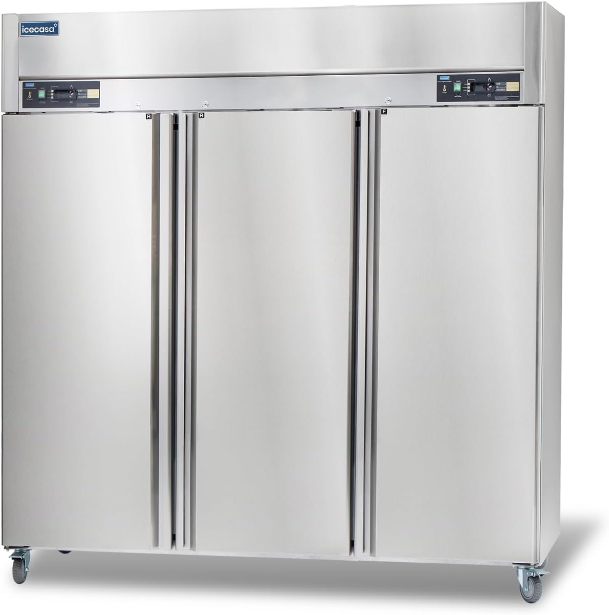 ICECASA 3 Door Commercial Fridge With Freezer, 72" Reach-In Industrial Freezer And Refrigerator