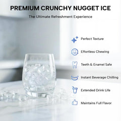 ICECASA Commercial 80 lbs/Day Nugget Ice Maker Countertop Soft Chewable Ice Water Dispenser Touch Screen | SKF-S30JW