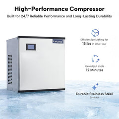 ICECASA Commercial 360 lbs/24H Modular Ice Maker Machine Head Full Cube | Restaurant & Bar | ICE-M360F