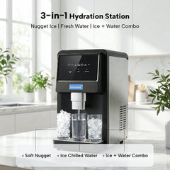 ICECASA Commercial 80 lbs/Day Nugget Ice Maker Countertop Soft Chewable Ice Water Dispenser Touch Screen | SKF-S30JW