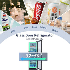 ICECASA Commercial 22.6" Single Glass Door Beverage Refrigerator Upright Display Cooler 12 Cu.ft | ICE-LSC350