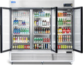 ICECASA Commercial 82" 3 Glass Door Reach-In Refrigerator Display Merchandiser | ICE-81RG