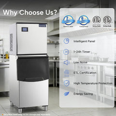 ICECASA Commercial 360 lbs/24H Modular Ice Maker Machine Head Full Cube | Restaurant & Bar | ICE-M360F
