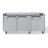 ICECASA Commercial 72" 3-Door Undercounter Refrigerator Stainless Steel Worktop Cooler | ITR-72