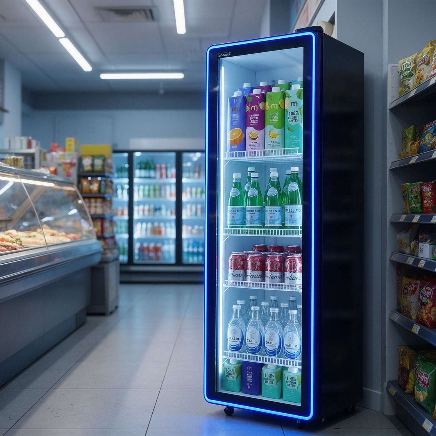 ICE-310N beverage refrigerator in a supermarket