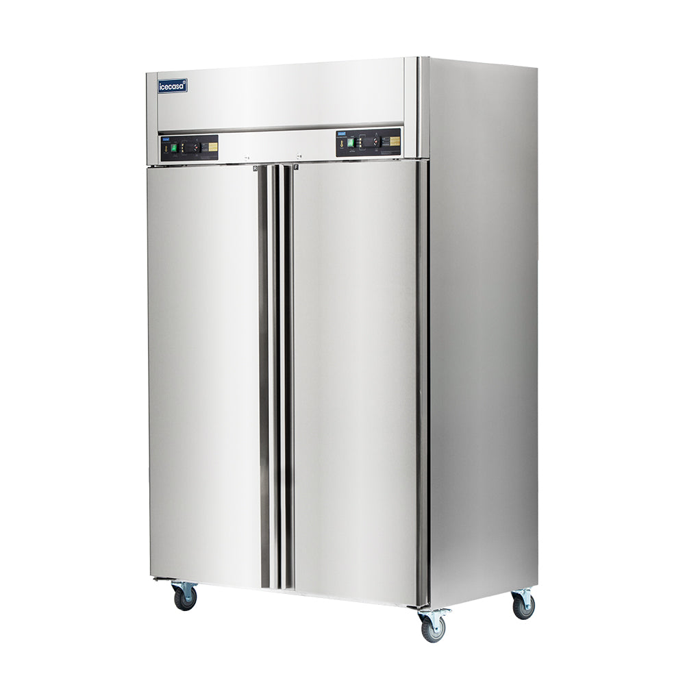 ICECASA 2 Door Commercial Fridge With Freezer, 48" Reach-In Industrial Freezer And Refrigerator