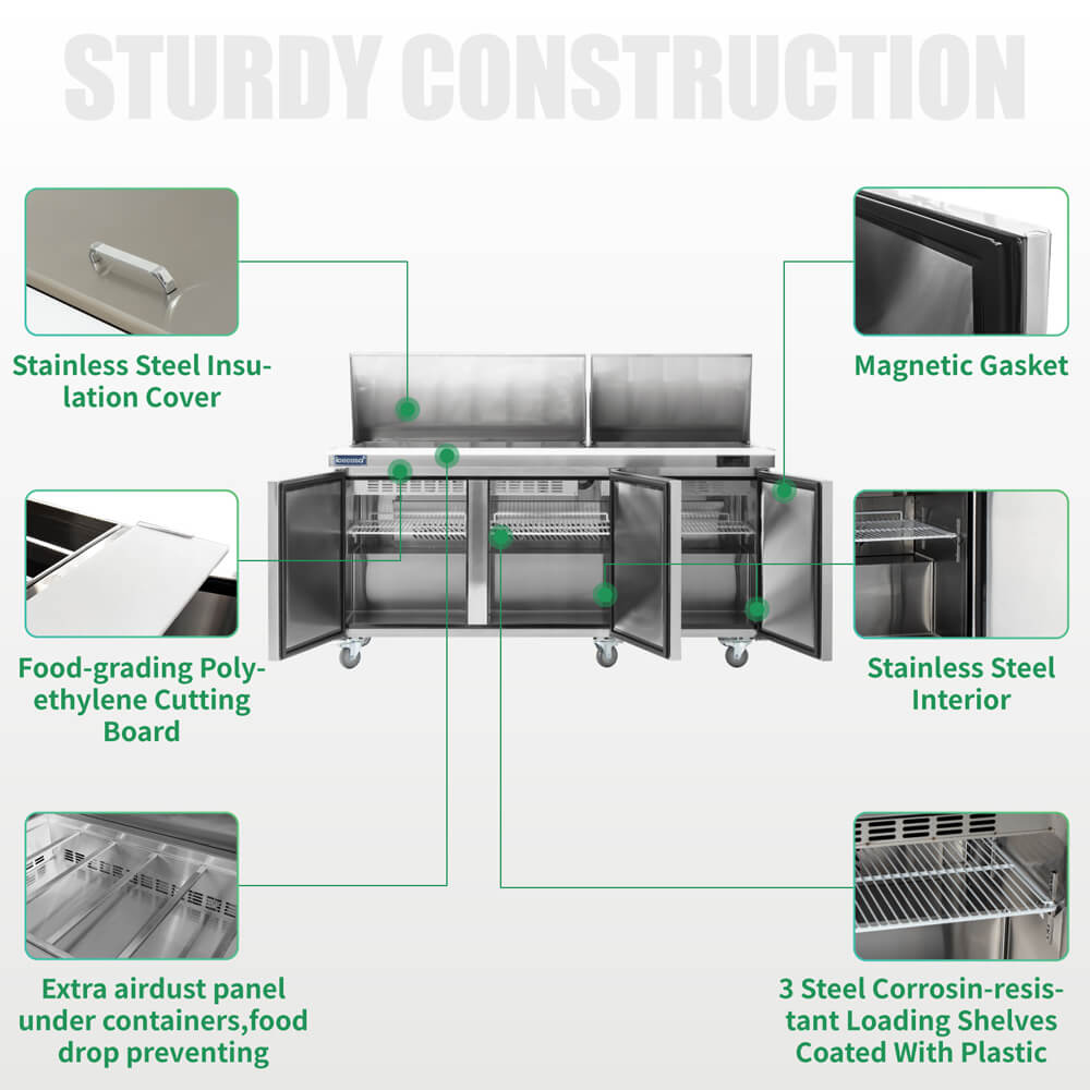ICECASA 72 Inch Mega Top Sandwich Prep Table