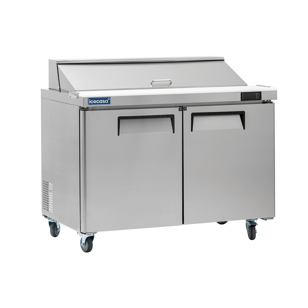 ICECASA 48" Stainless Steel Sandwich Prep Table Refrigerator