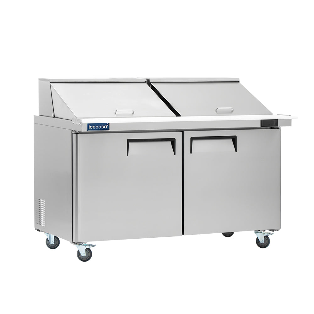 ICECASA 60" Stainless Steel Mega Top Sandwich Prep Table Refrigerator