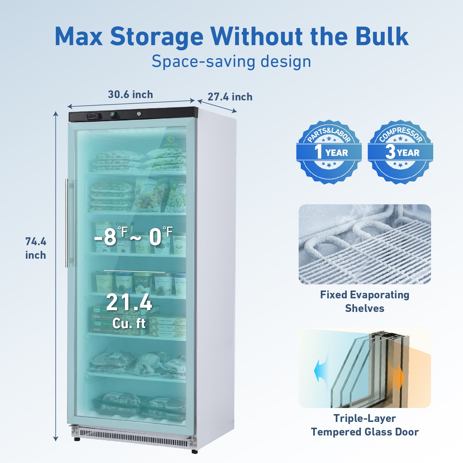 KF600G dimensions and storage capacity