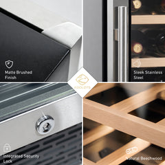 KJCS-164W stainless steel finish, wood shelves and lock