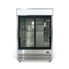 ICECASA 54-Inch Commercial Sliding Glass Door Display Refrigerator - Double Door Reach-in Merchandiser