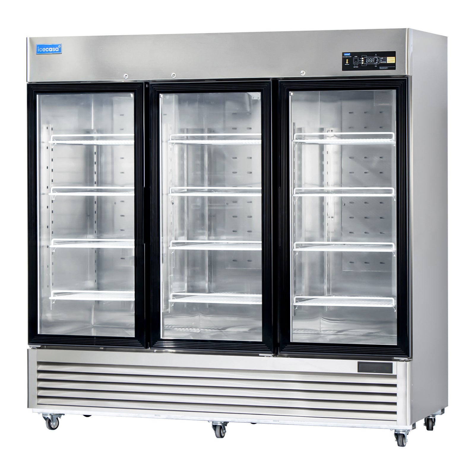 ICECASA 82" 3 Door Commercial Beverage Cooler, 3 Glass Door Commercial Drink Refrigerator