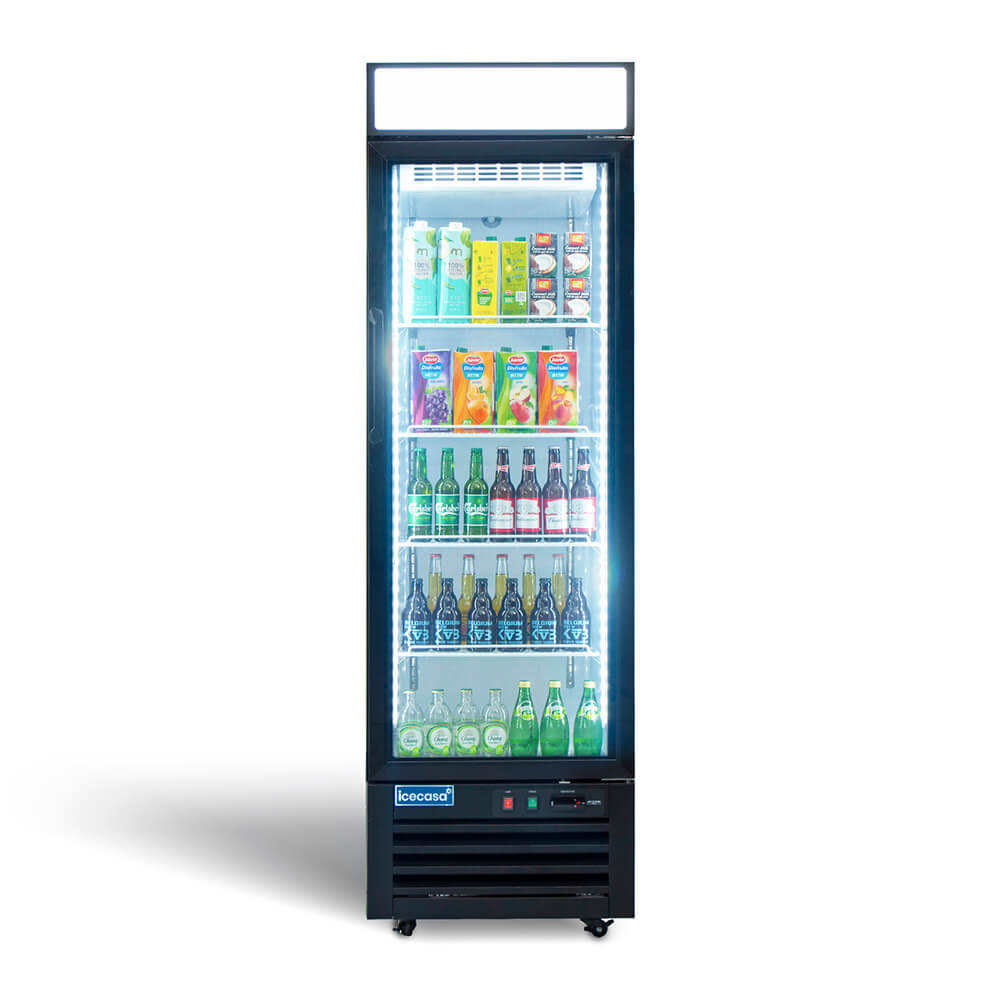 ICECASA 24 Inch 1 Door Commercial Display Refrigerator, Single Glass Door Commercial Reach-in Merchandiser Refrigerator