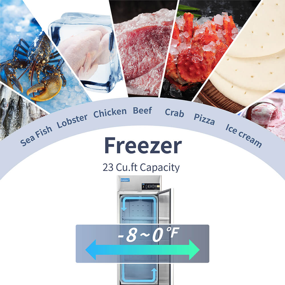 ICECASA 27 Inch Commercial Freezer, Restaurant 1 Door Reach-In Commercial Upright Freezer