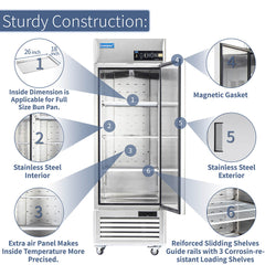 ICECASA 27 Inch Commercial Freezer, Restaurant 1 Door Reach-In Commercial Upright Freezer