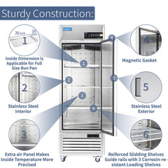 ICECASA 27 Inch Commercial Refrigerator, Restaurant 1 Door Reach-In Commercial Upright Fridge, Cooler
