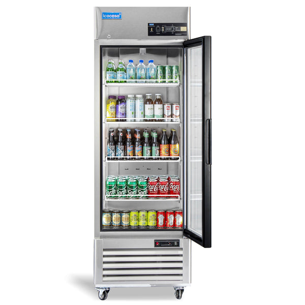 ICECASA Commercial 27" 1 Glass Door Reach-In Refrigerator Display Merchandiser | ICE-23RG