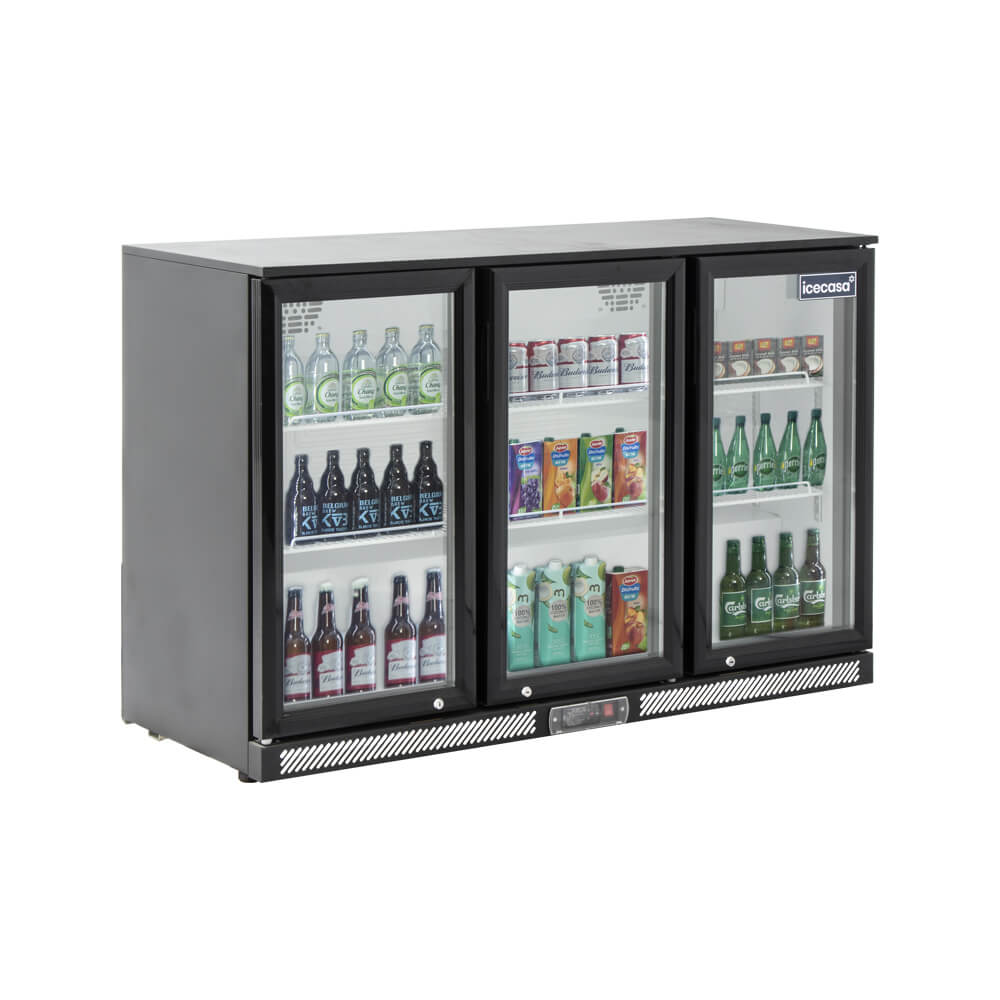 ICECASA Beverage Refrigerator, 3 Glass Door Back Bar Fridge Commericial Beer Cooler Merchandiser