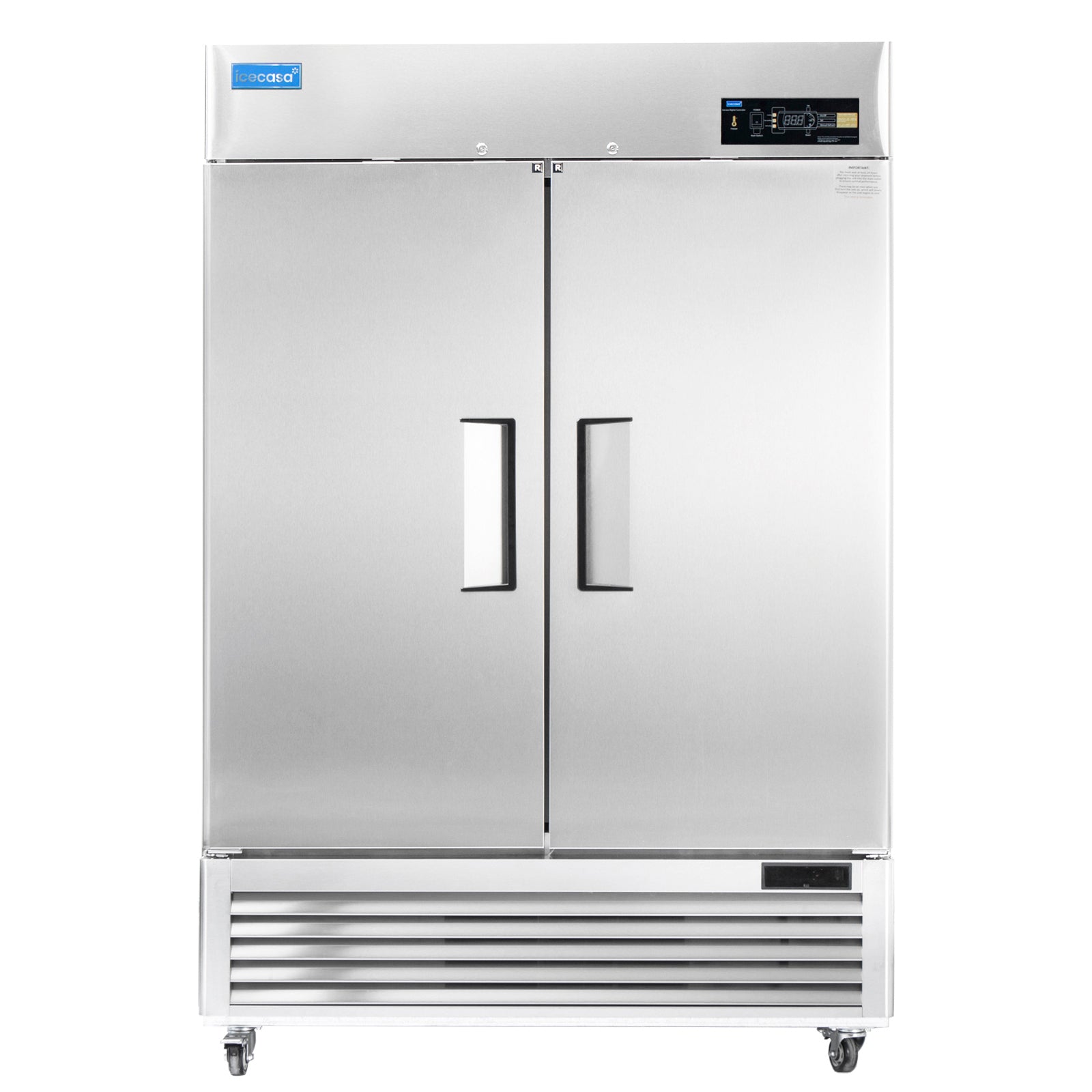 2 Door Commercial Refrigerator, ICECASA 54 Inch Restaurant Commercial Upright Fridge, Reach-In Cooler