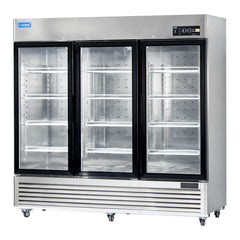 ICECASA 82 Inch 3 Door Commercial Display Refrigerator, 3 Glass Door Commercial Reach-in Merchandiser Refrigerator