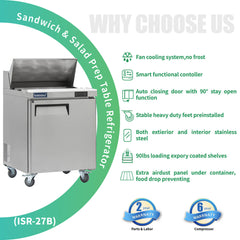ICECASA 27 Inch Sandwich Prep Table