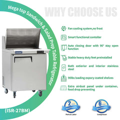 ICECASA 27 Inch Mega Top Sandwich Prep Table