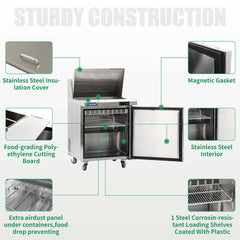 ICECASA 27 Inch Mega Top Sandwich Prep Table