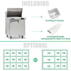 ICECASA 27 Inch Mega Top Sandwich Prep Table