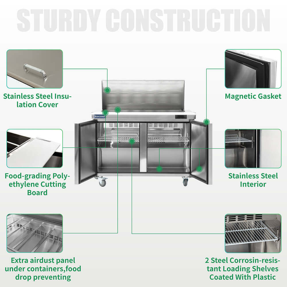 ICECASA 48 Inch Mega Top Sandwich Prep Table