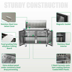 ICECASA 48 Inch Mega Top Sandwich Prep Table