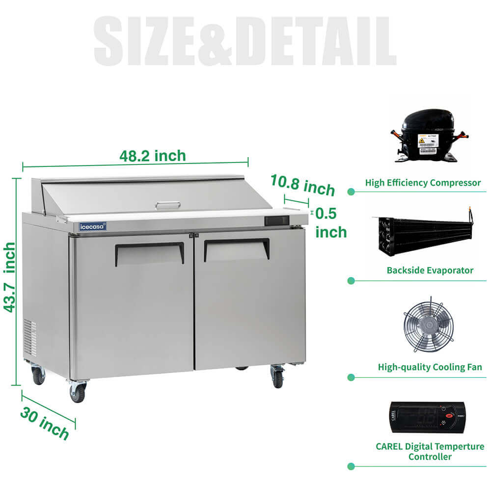 ICECASA 48 Inch Sandwich Prep Table