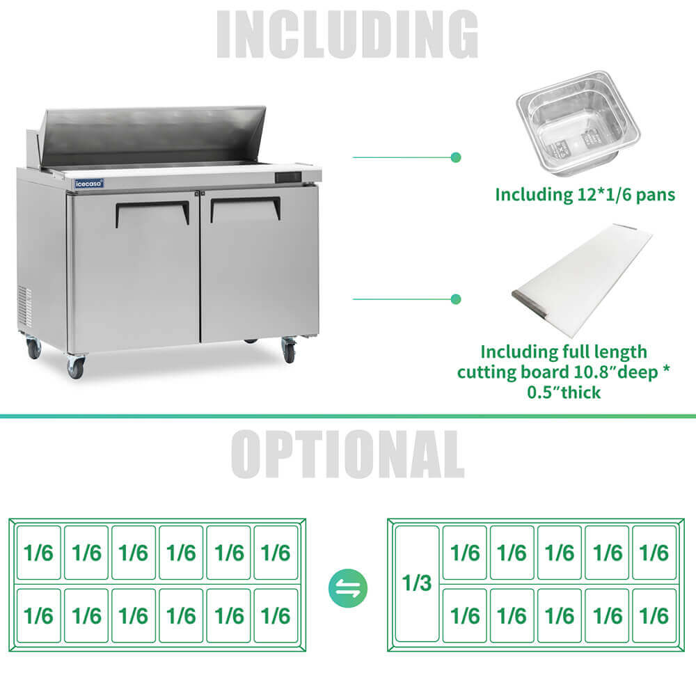 ICECASA 48 Inch Sandwich Prep Table
