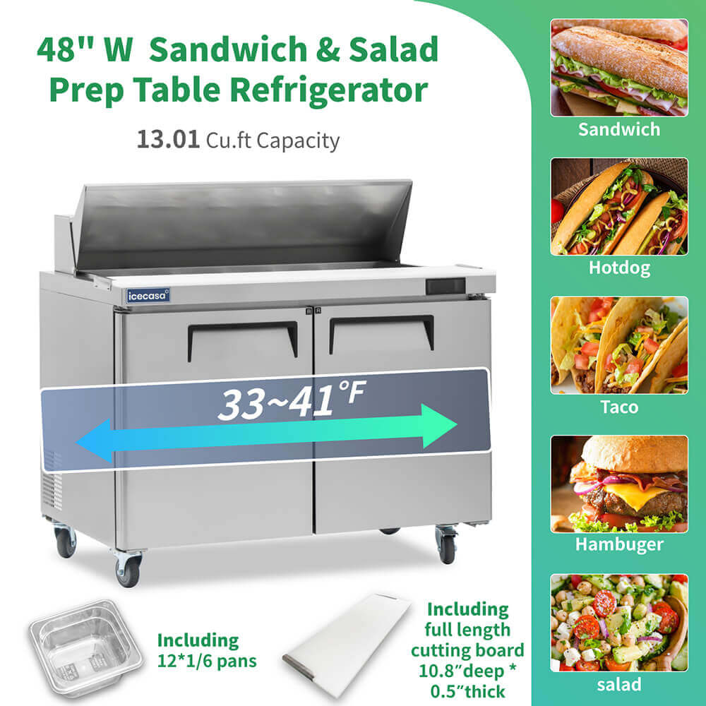 ICECASA 48 Inch Sandwich Prep Table