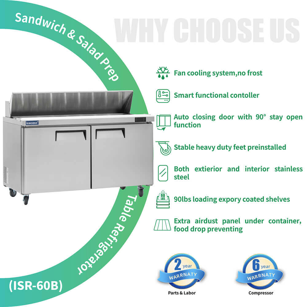 ICECASA 60 Inch Sandwich Prep Table