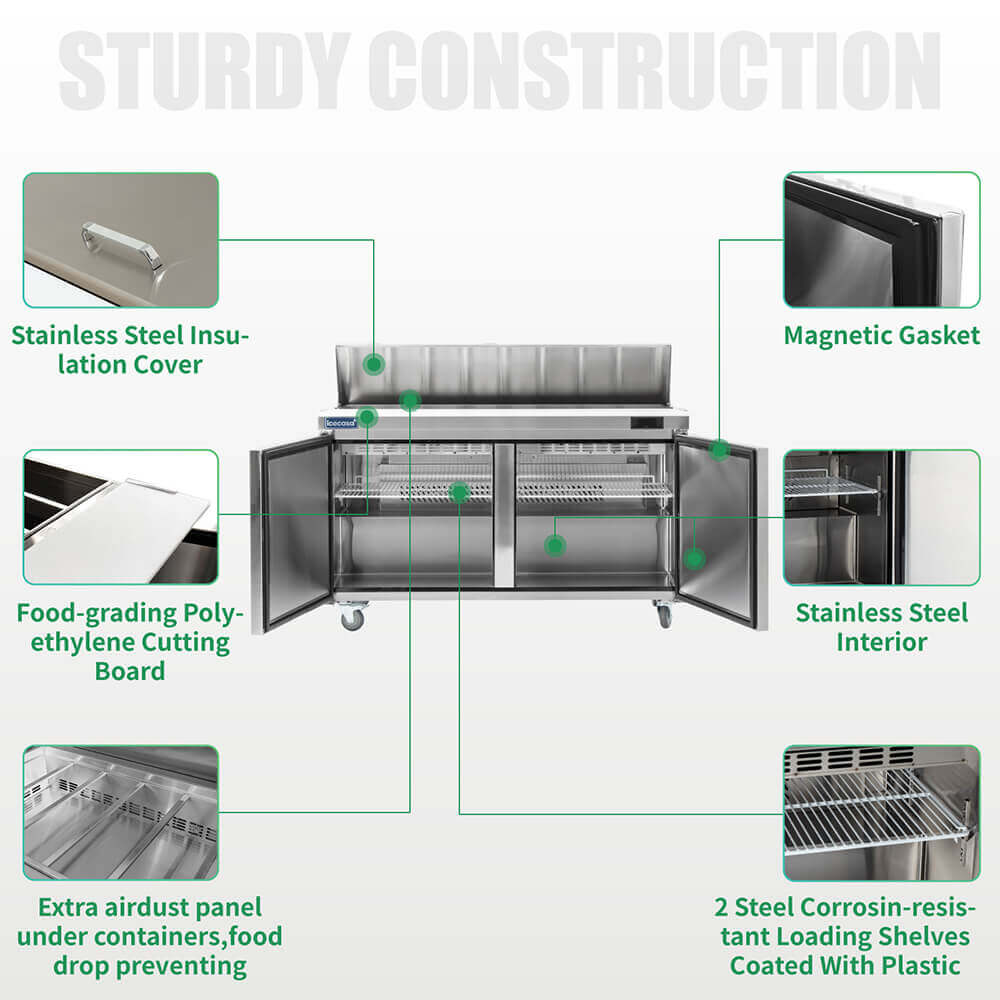 ICECASA 60 Inch Sandwich Prep Table