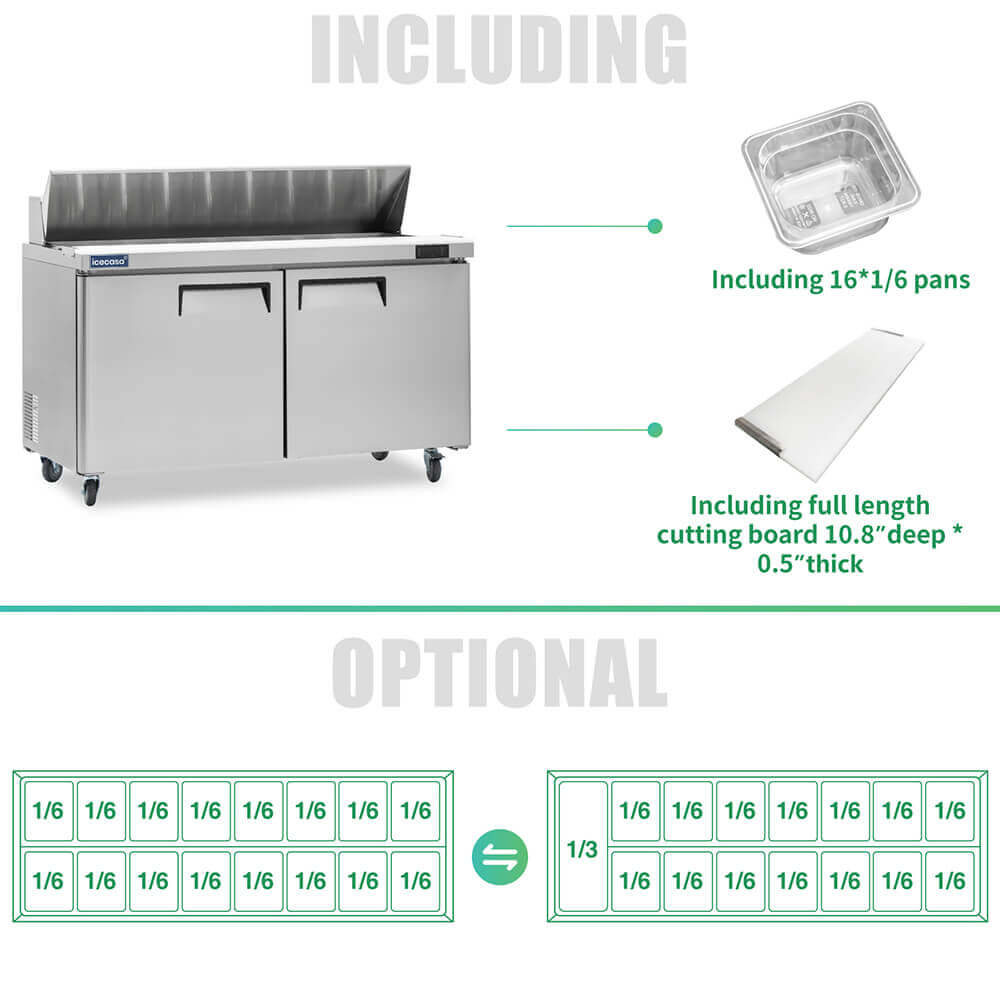 ICECASA 60 Inch Sandwich Prep Table