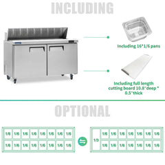 ICECASA 60 Inch Sandwich Prep Table