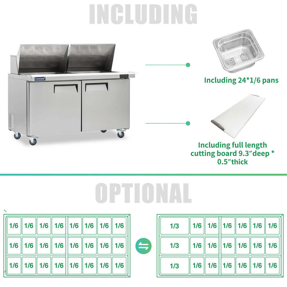 ICECASA 60 Inch Mega Top Sandwich Prep Table