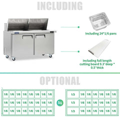 ICECASA 60 Inch Mega Top Sandwich Prep Table