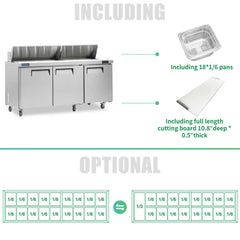 ICECASA 72 Inch Sandwich Prep Table