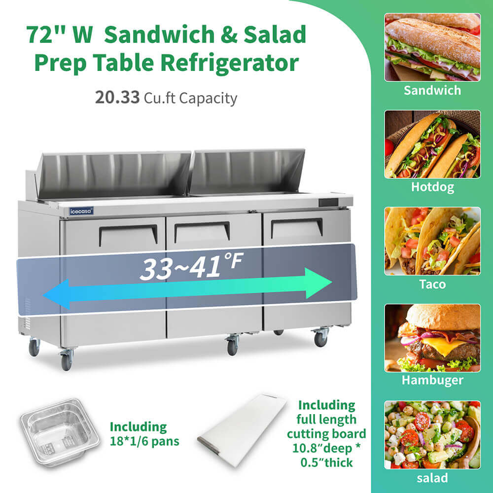 ICECASA 72 Inch Sandwich Prep TableICECASA 72 Inch Sandwich Prep Table